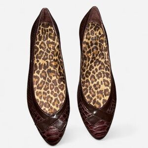 Gianni bini Elegant Brown Crocodile Pattern Women's Flats